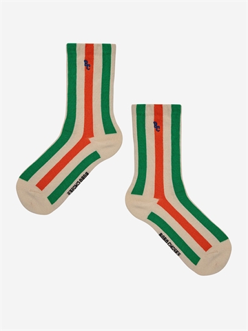 Bobo Choses Vertical Stripes Long Socks Beige